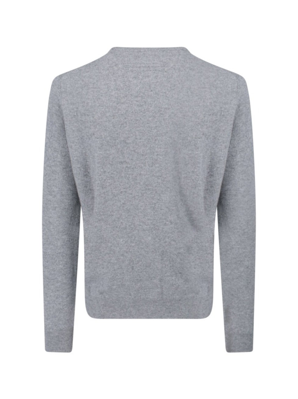 Cashmere Sweater Gray Crew Neck Ribbed Trim