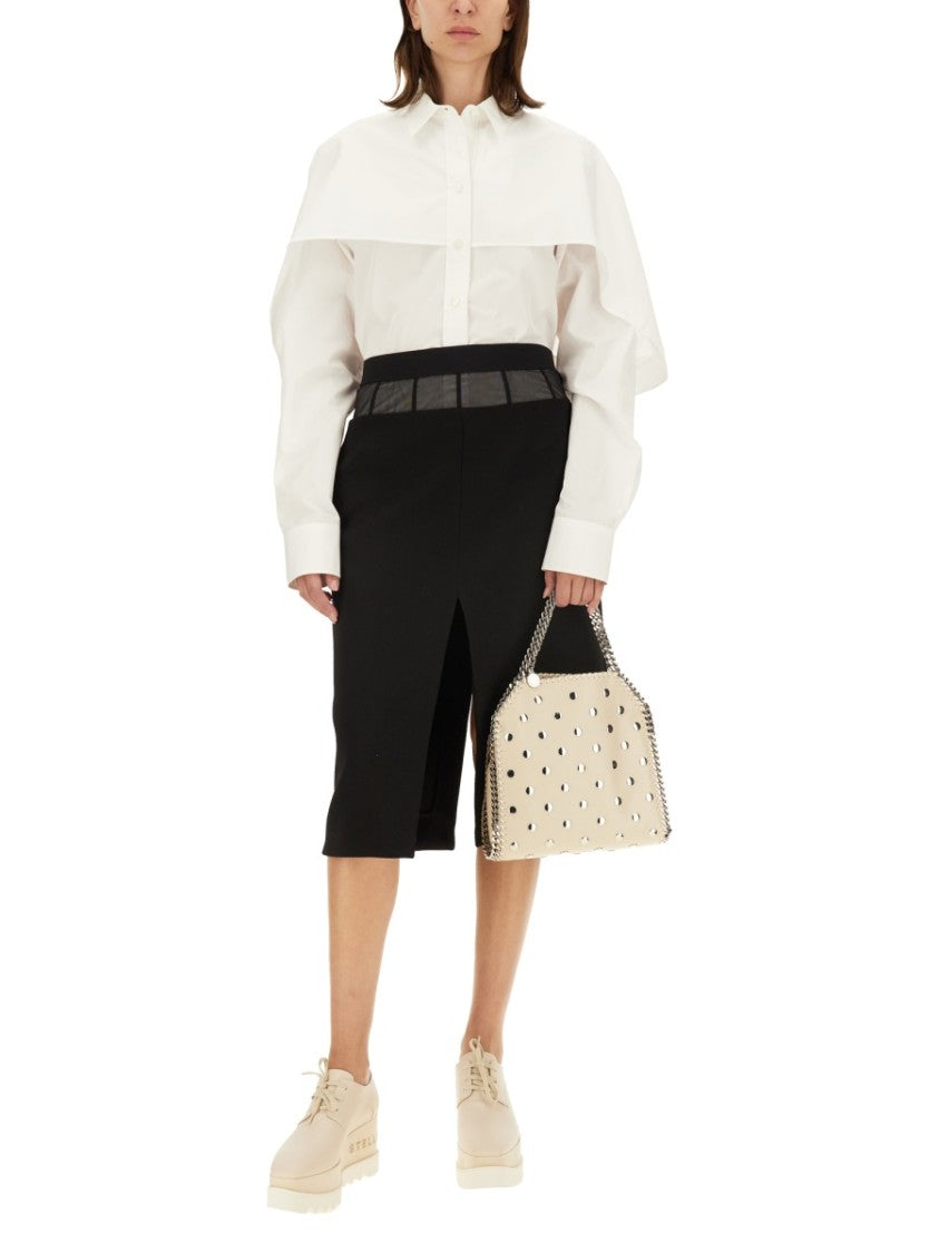 Mid-Length Black Wool Skirt With Unique Split Detail