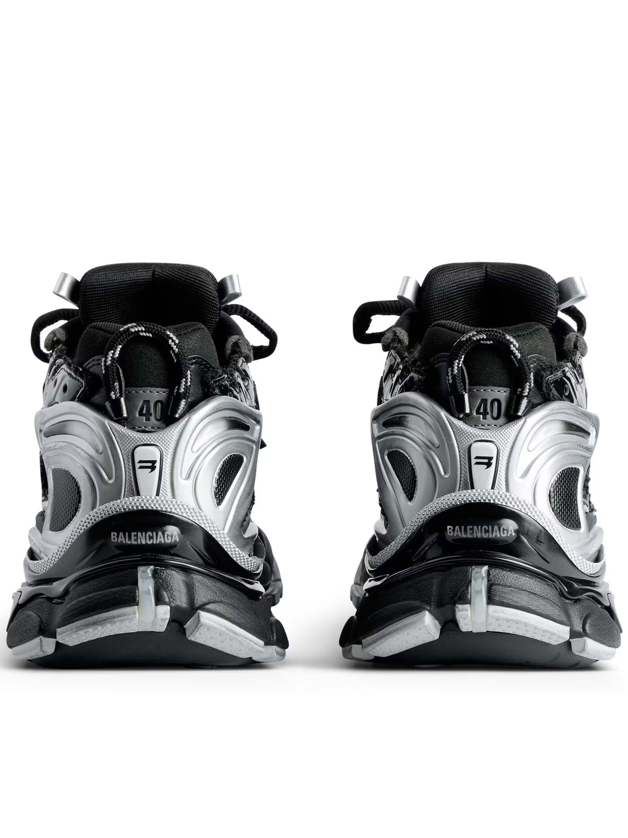 Black/Silver Runner Mesh Chunky Sneakers