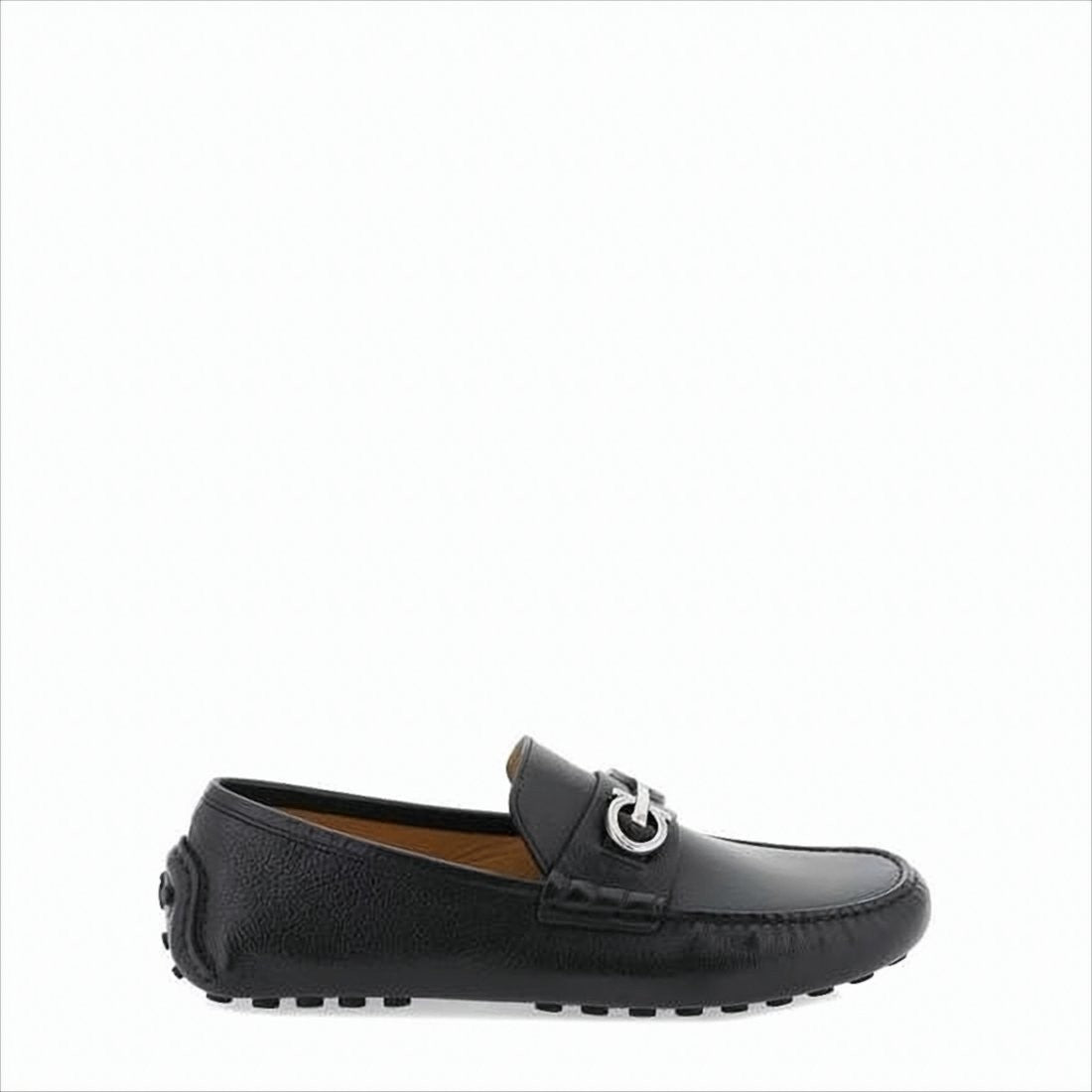 Leather Loafers with Polished Metal Bit Detail