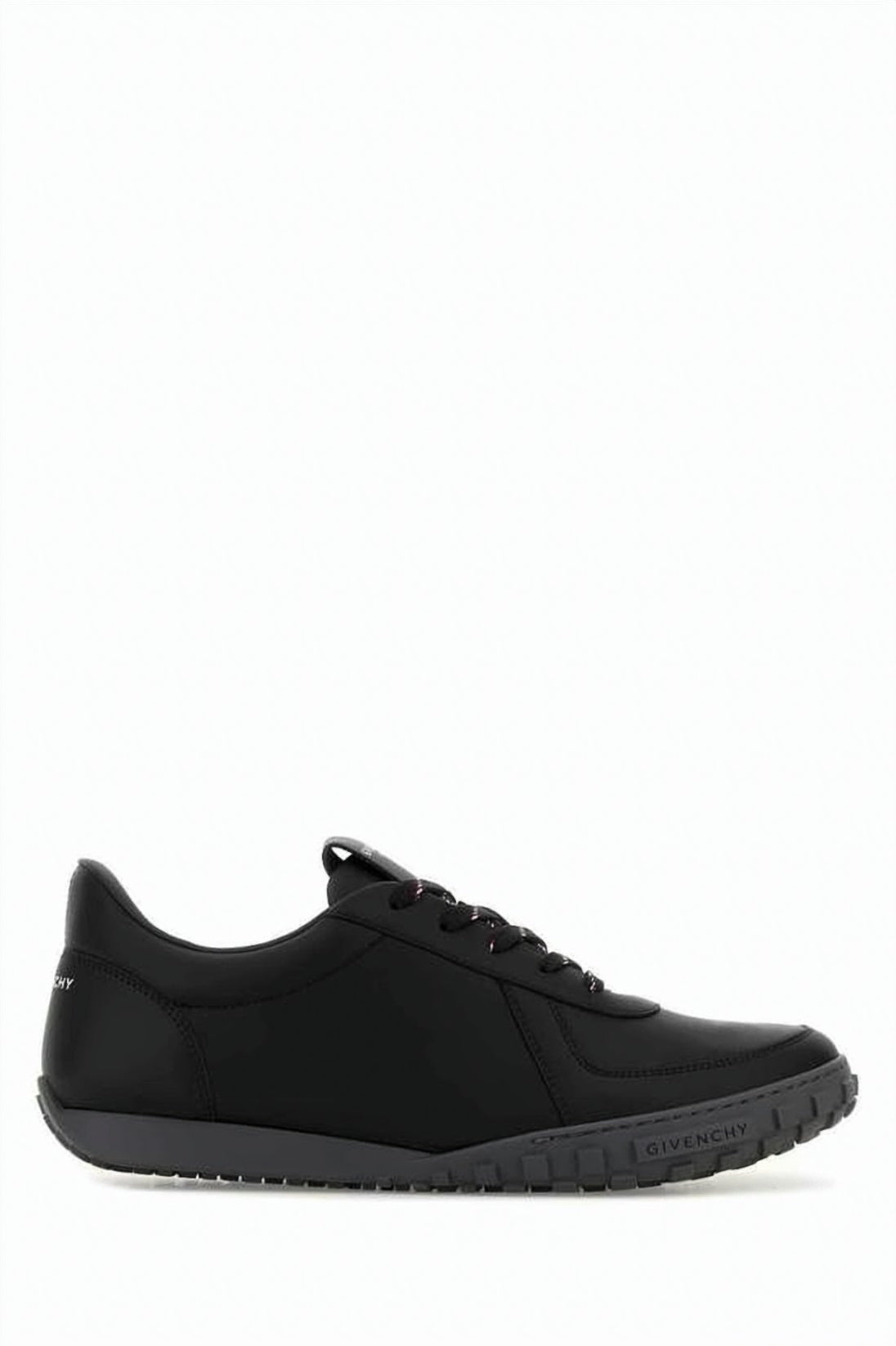 Seamless Black Calf Leather Sneakers with Textured Sole
