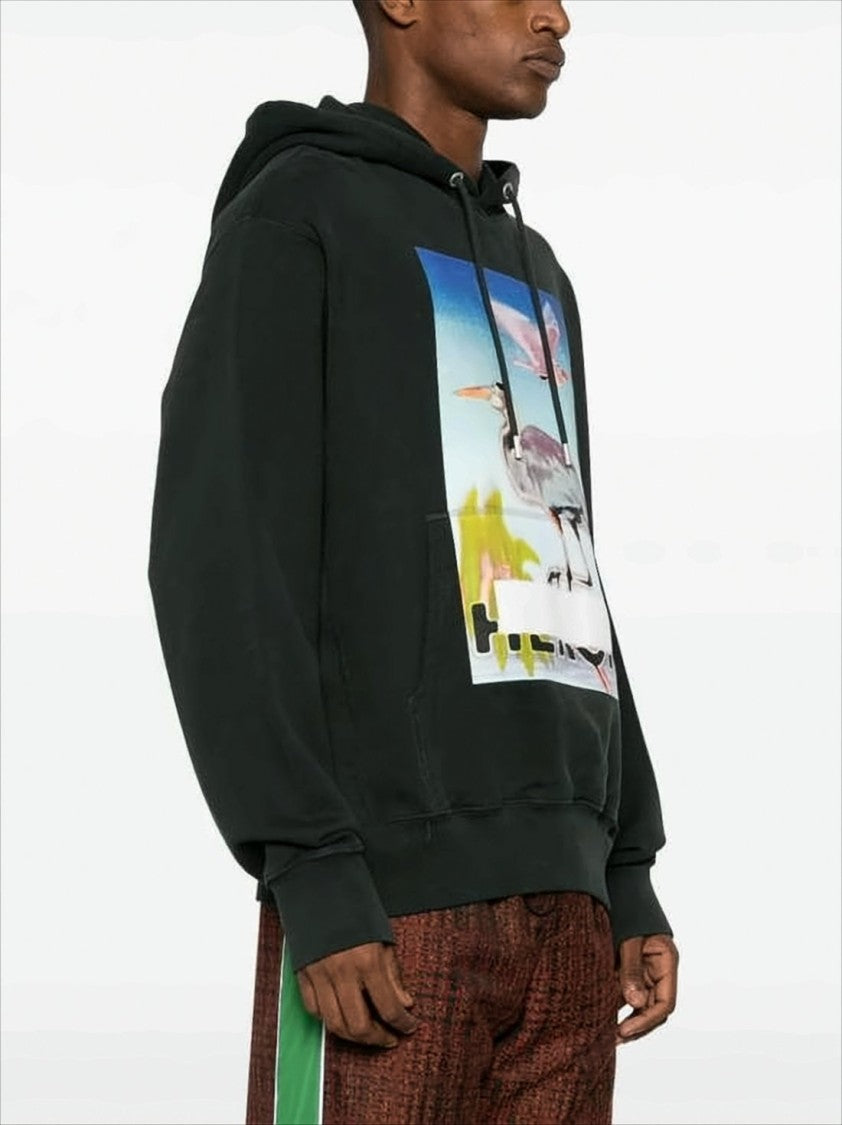 Relaxed Fit Graphic Print Hoodie With Drawstring Hood