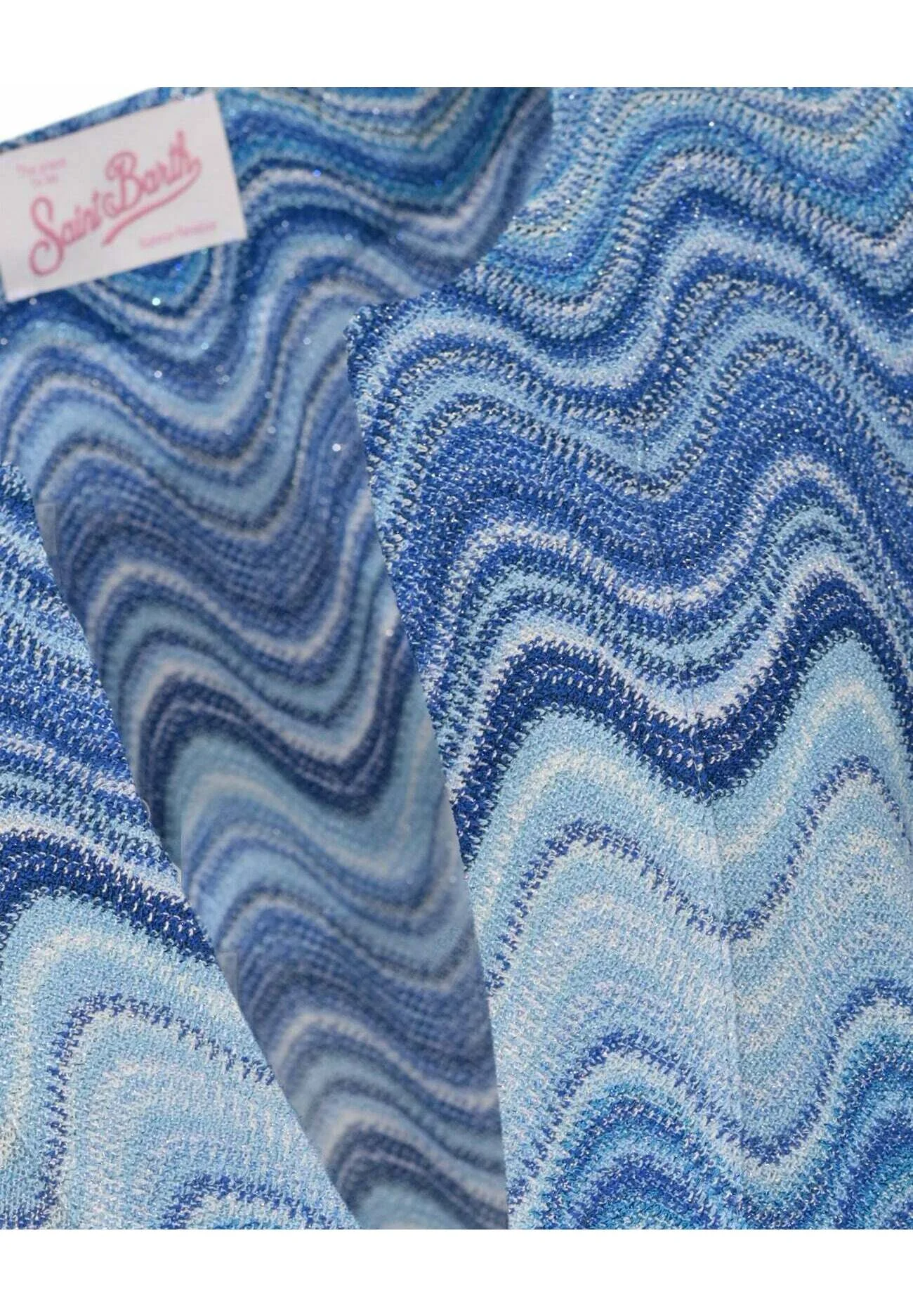 Wavy Multitone Blue Top with V-Neckline