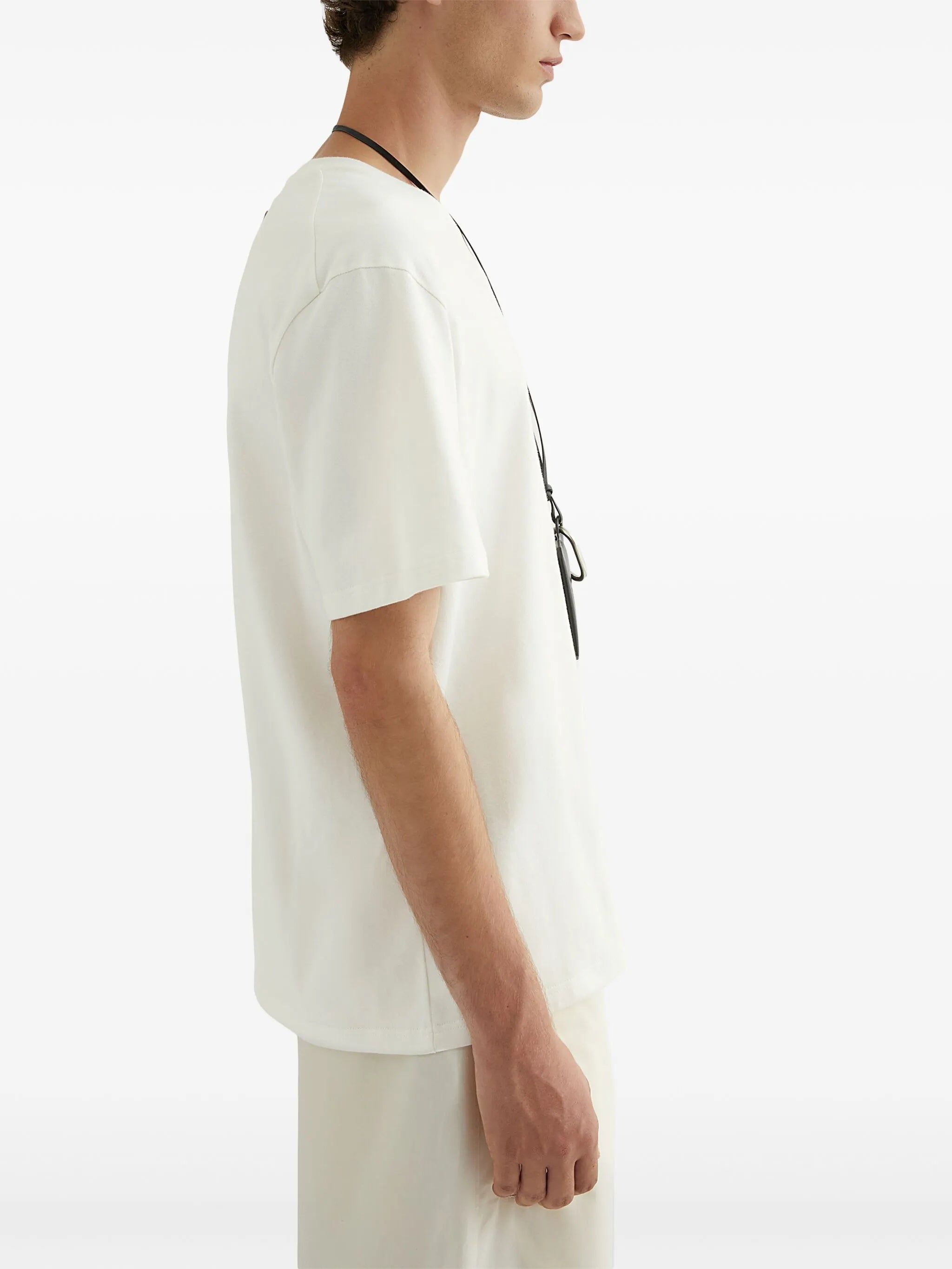 White Minimalist Short-Sleeved Patch T-Shirt
