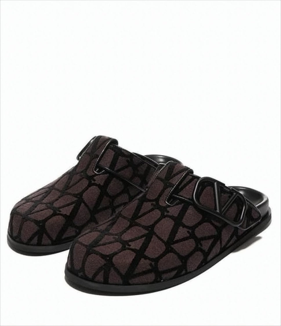 Abstract Pattern Fabric Slip-On Mules