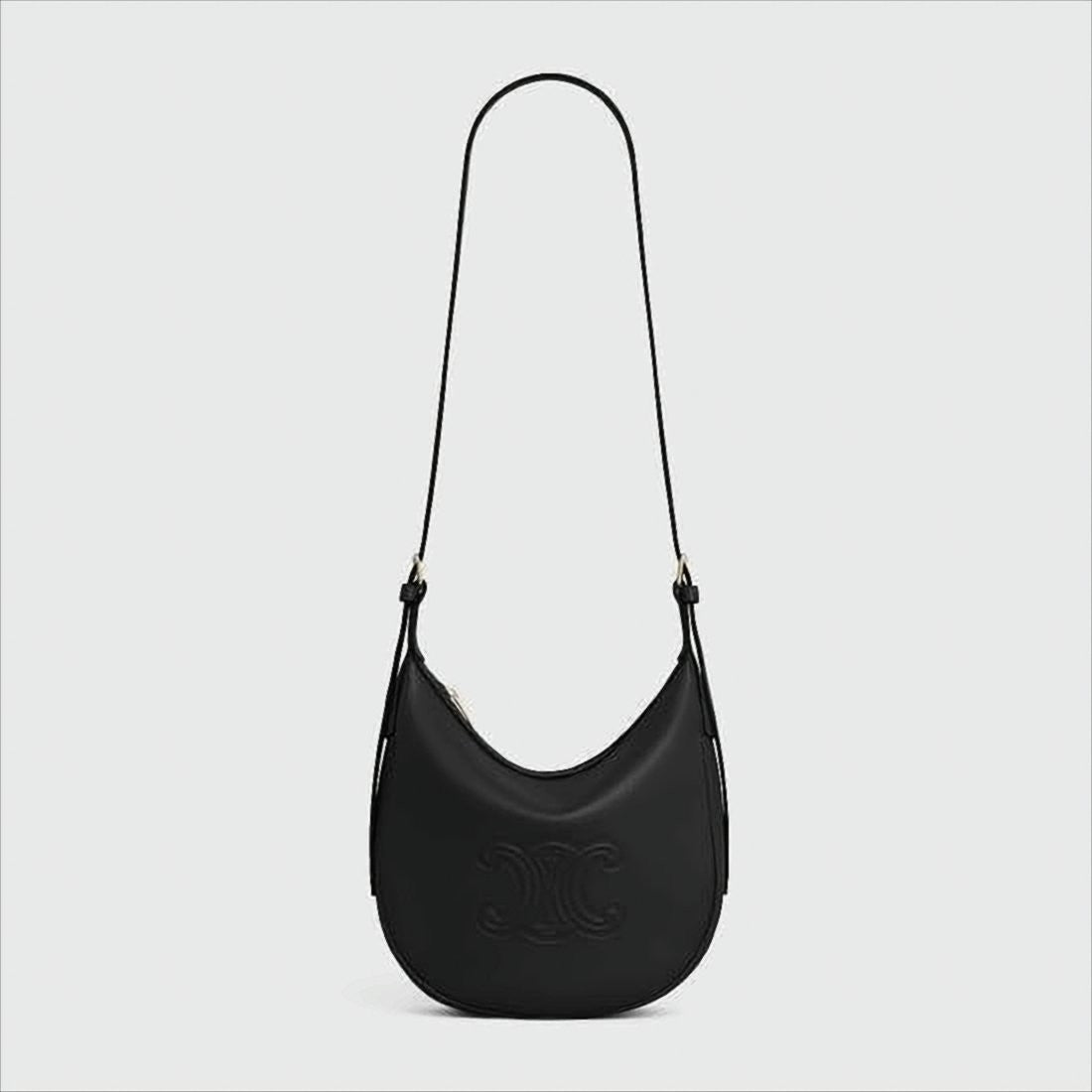 Crescent-Shaped Smooth Calf Leather Shoulder Bag