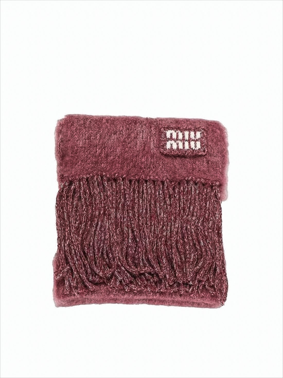 Luxurious Burgundy and Pink Mohair Blend Scarf
