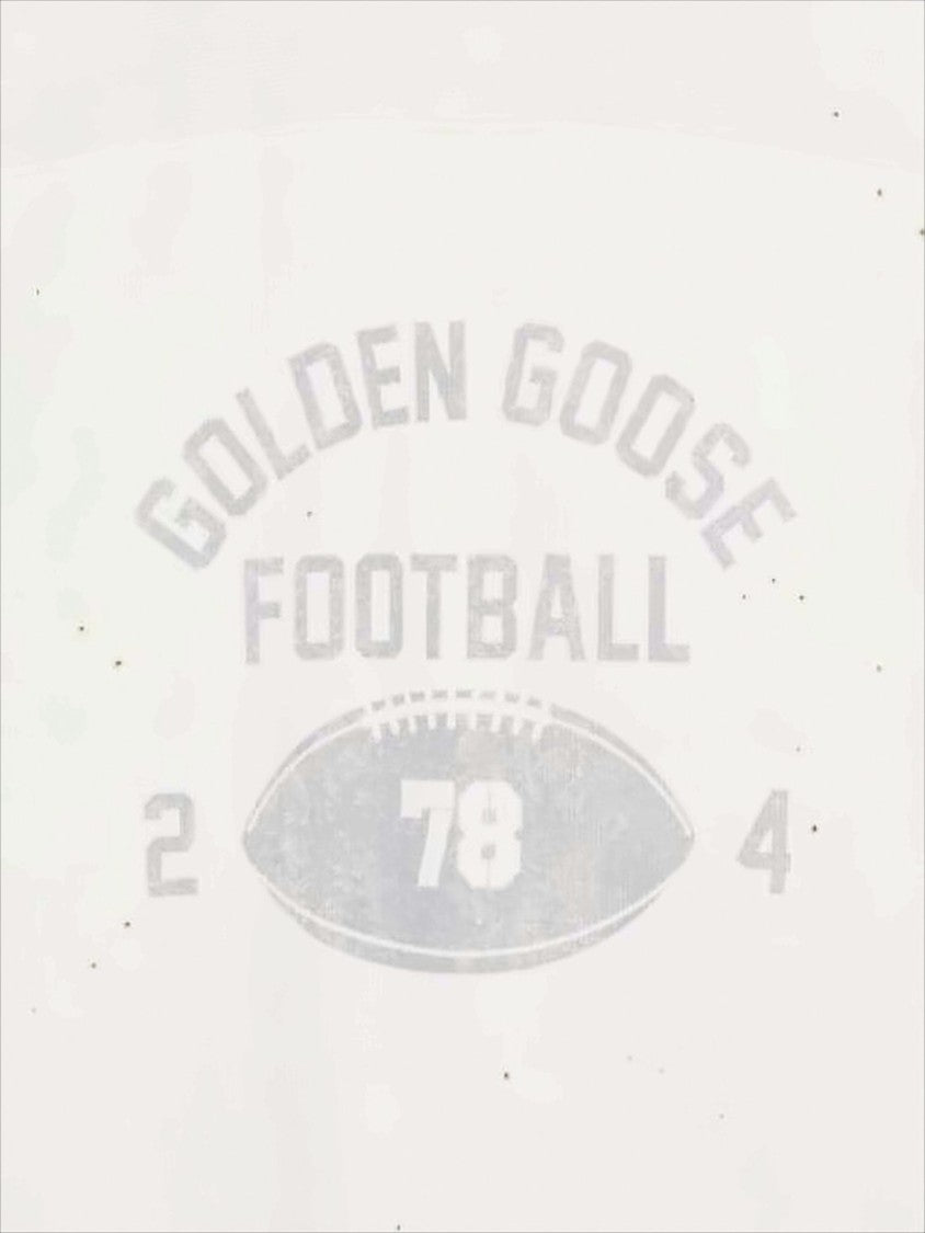 Distressed Cotton T-Shirt with Vintage Football Graphic
