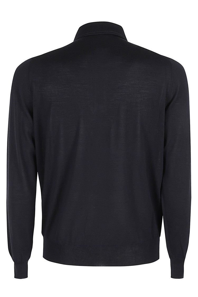 Long-Sleeved Wool Polo
