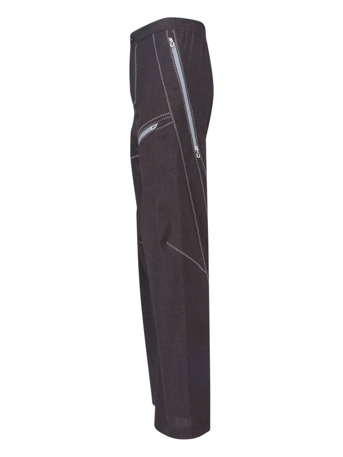 Grey Fosco High-Waisted Zigzag Trousers