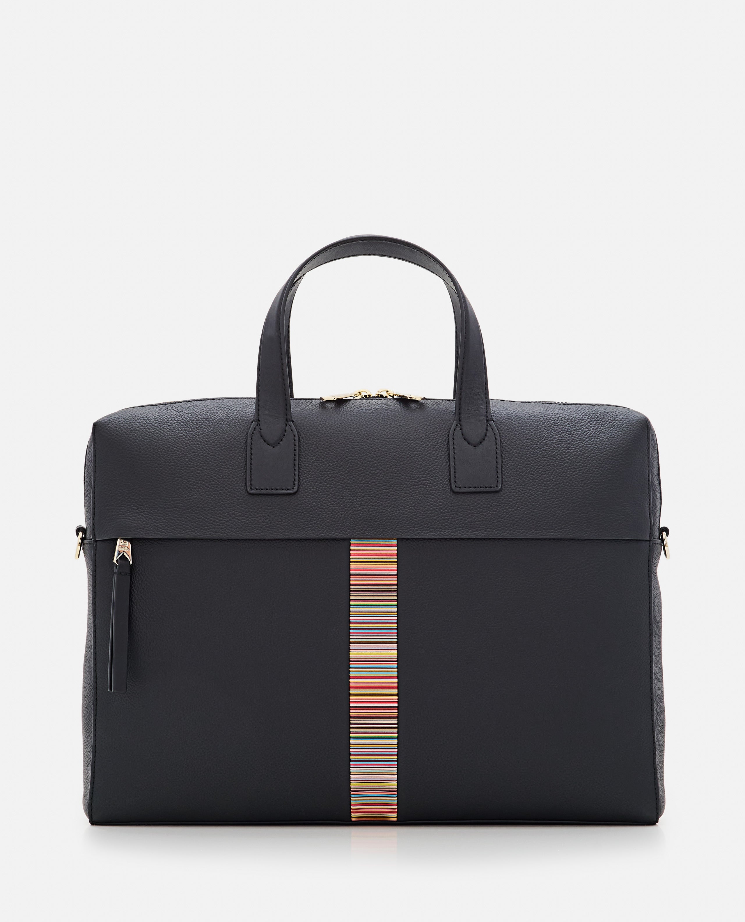 Black Leather 'Signature Stripe' Trim Folio