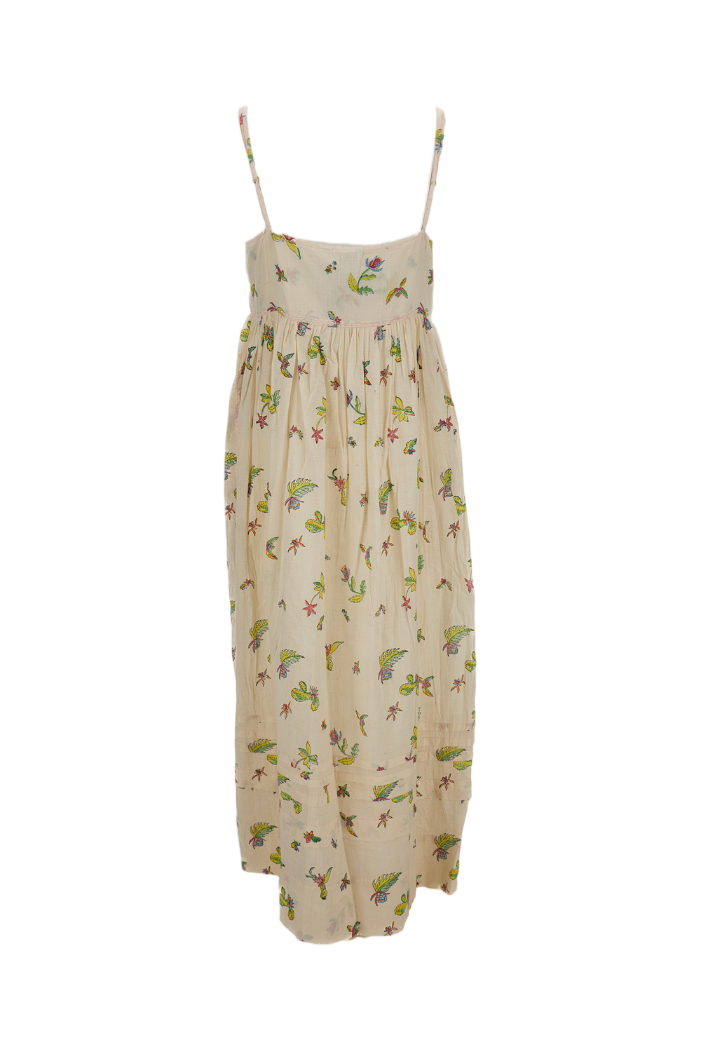 Cotton Slip Dress with Floral Pattern and Side Pockets
