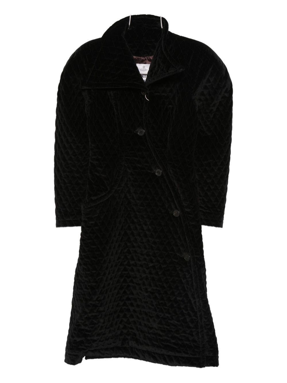 Button Fastening Black Quilted Coat