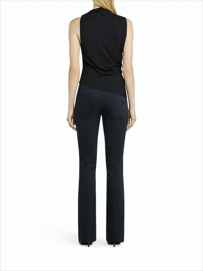 High Collar Black Sleeveless Top