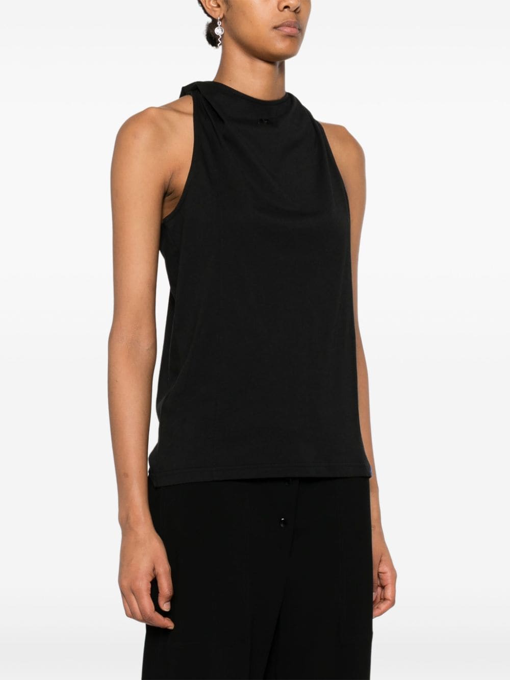 Hooded Sleeveless Black Top