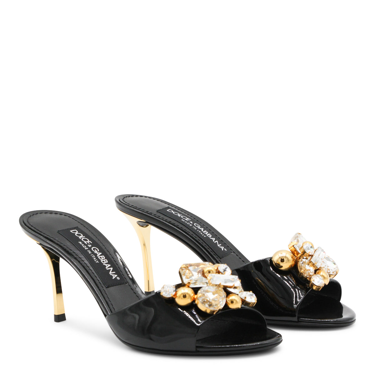 Black Crystal-Detail Sandals