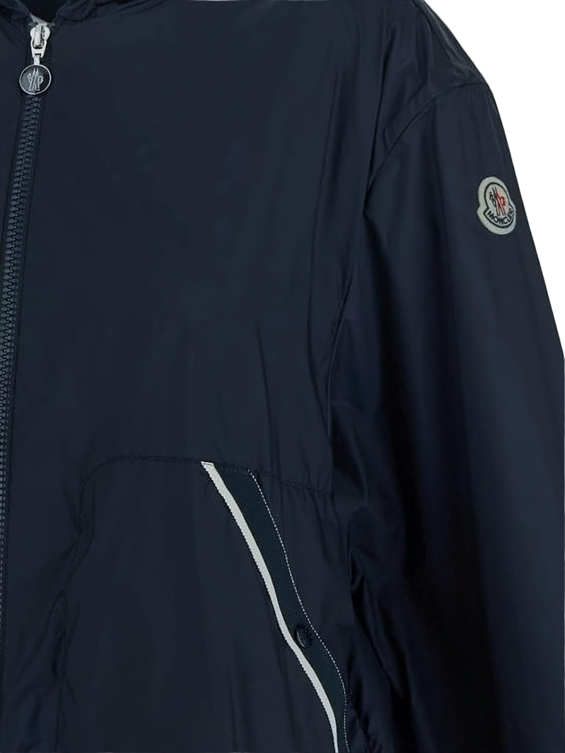 Lightweight Blue Polyamide Jacket with Hood