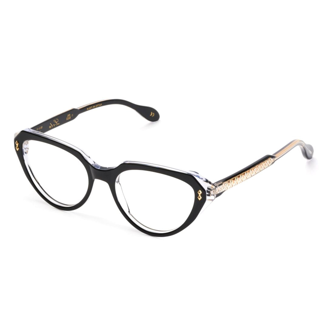 Lola Glamour Cat-Eye Frame Eyeglasses with Textured Gold Accents