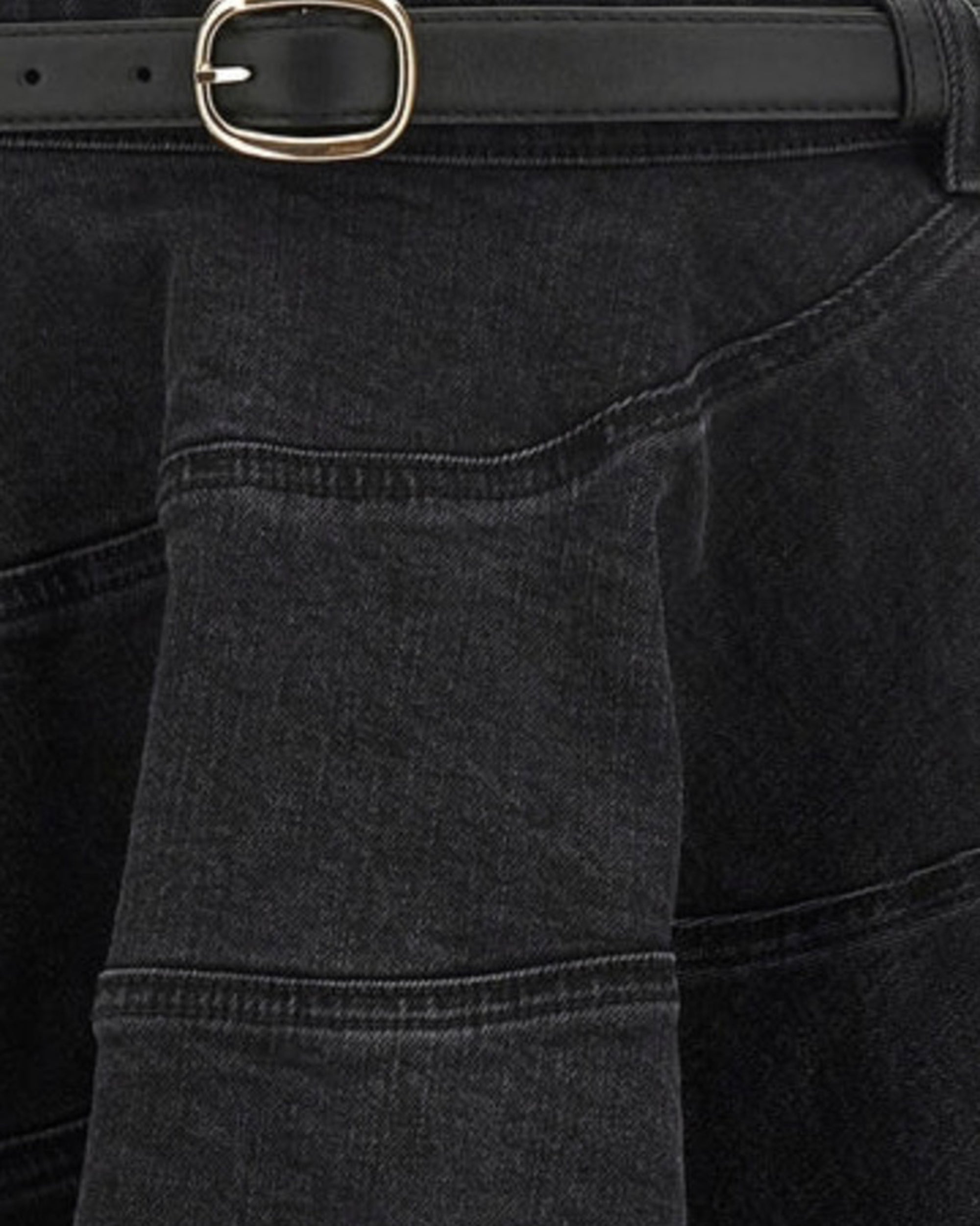 Structured Cotton Denim Mini Skirt with Refined Closure
