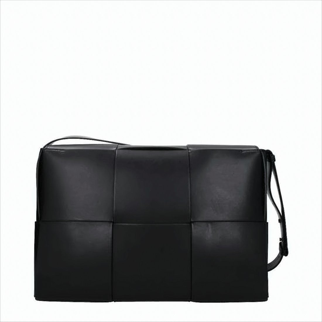Structured Black Leather Crossbody Bag