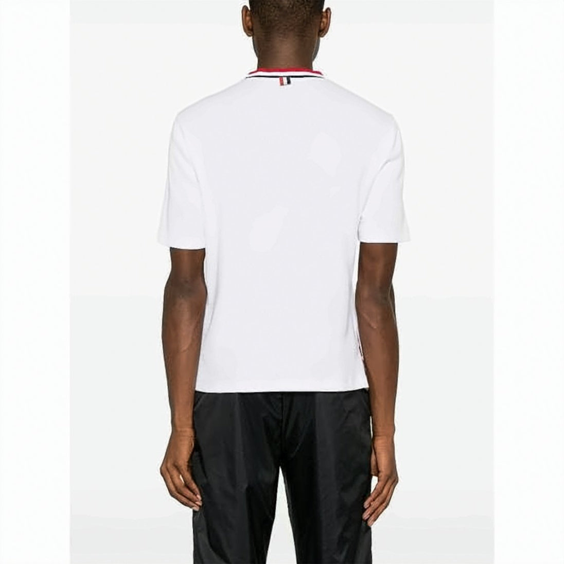 Pointelle Cotton T-Shirt with Striped Accents