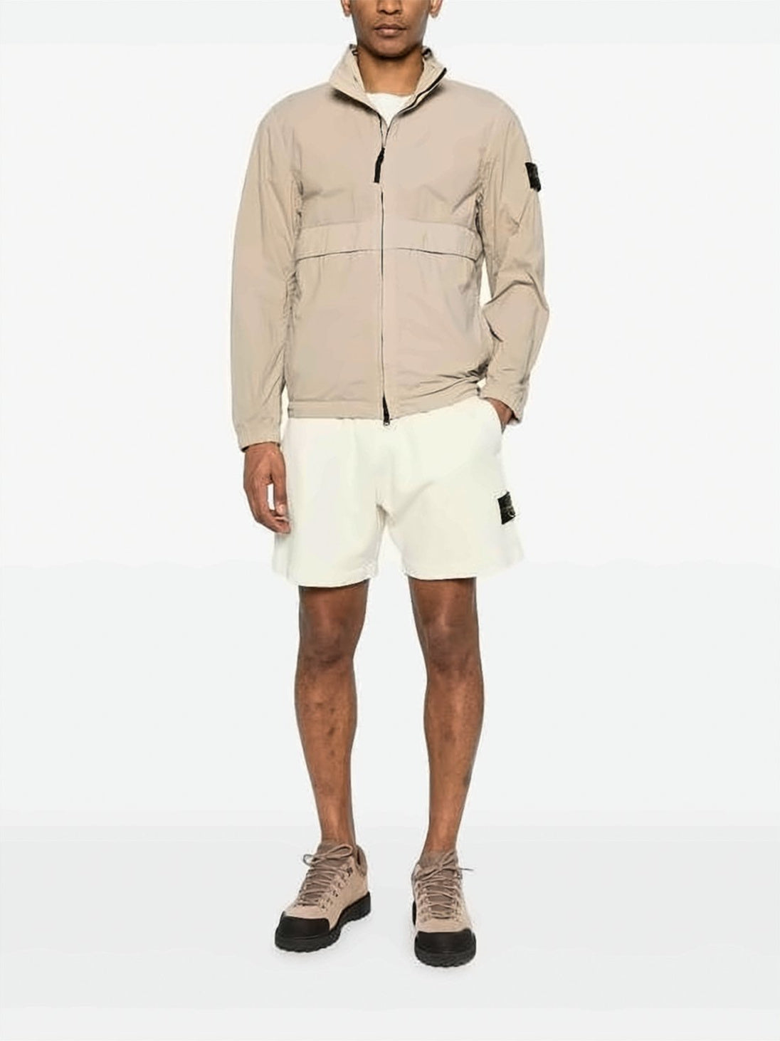 Nylon Smarilia-Tc Stand Collar Jacket With Snap Button Closure
