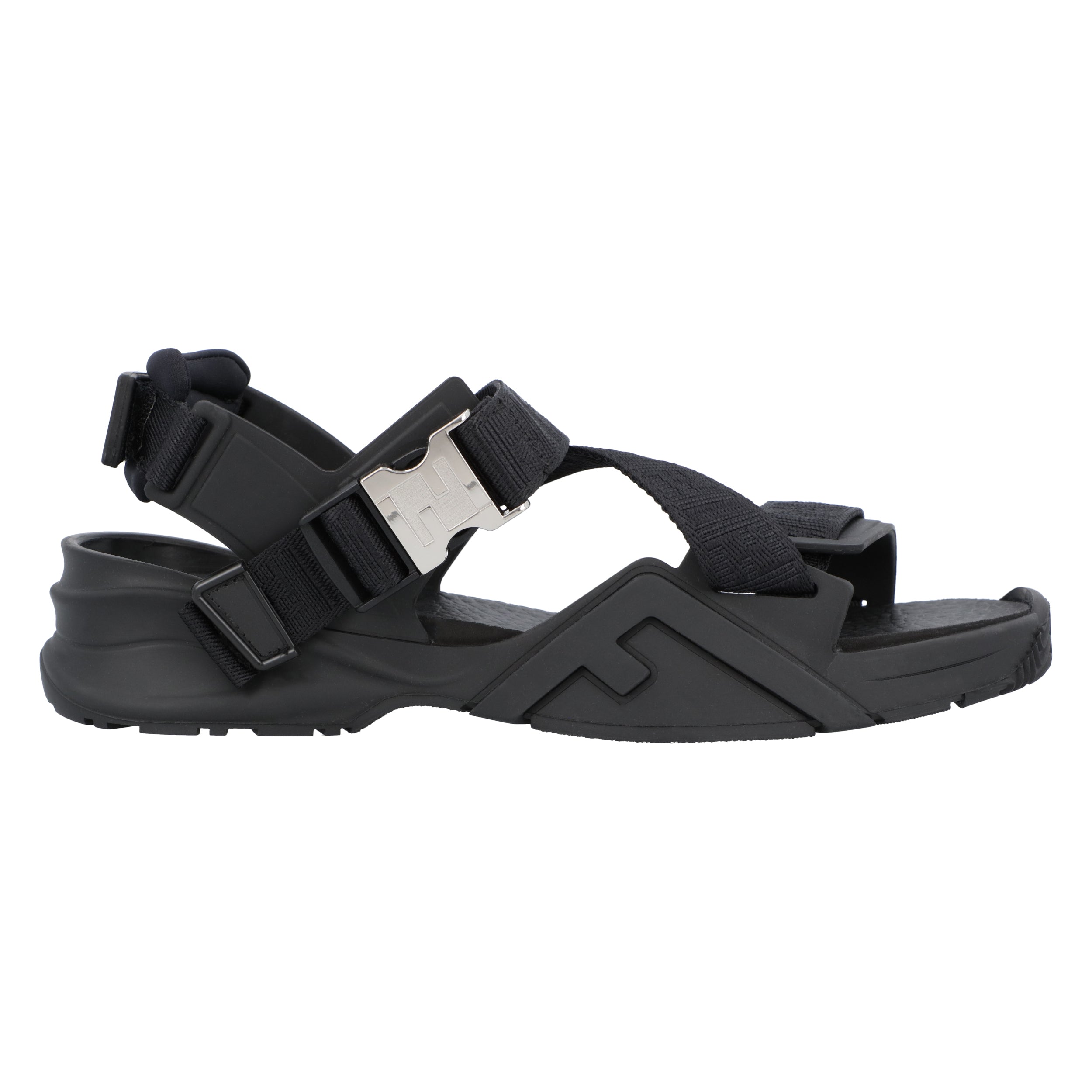 Black Rubber Sandals With Adjustable Straps
