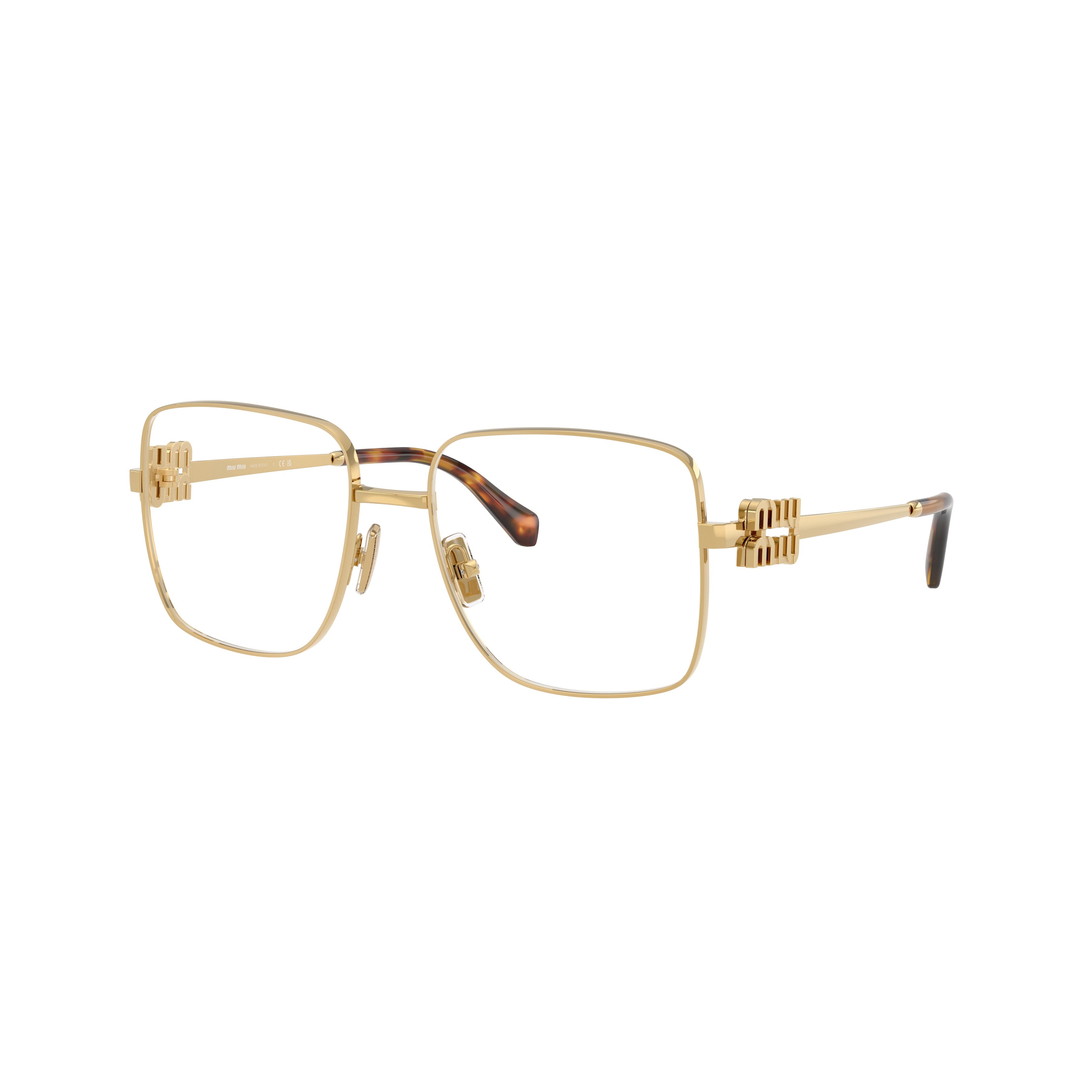 0mu 51xv Polished Gold-Tone Square Metal Eyeglasses