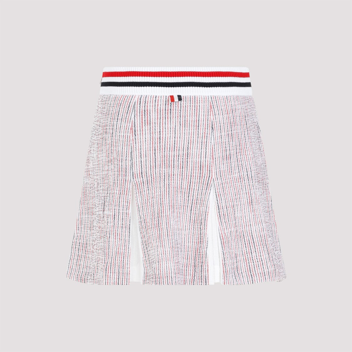 White Cotton Box Pleated Mini Skirt