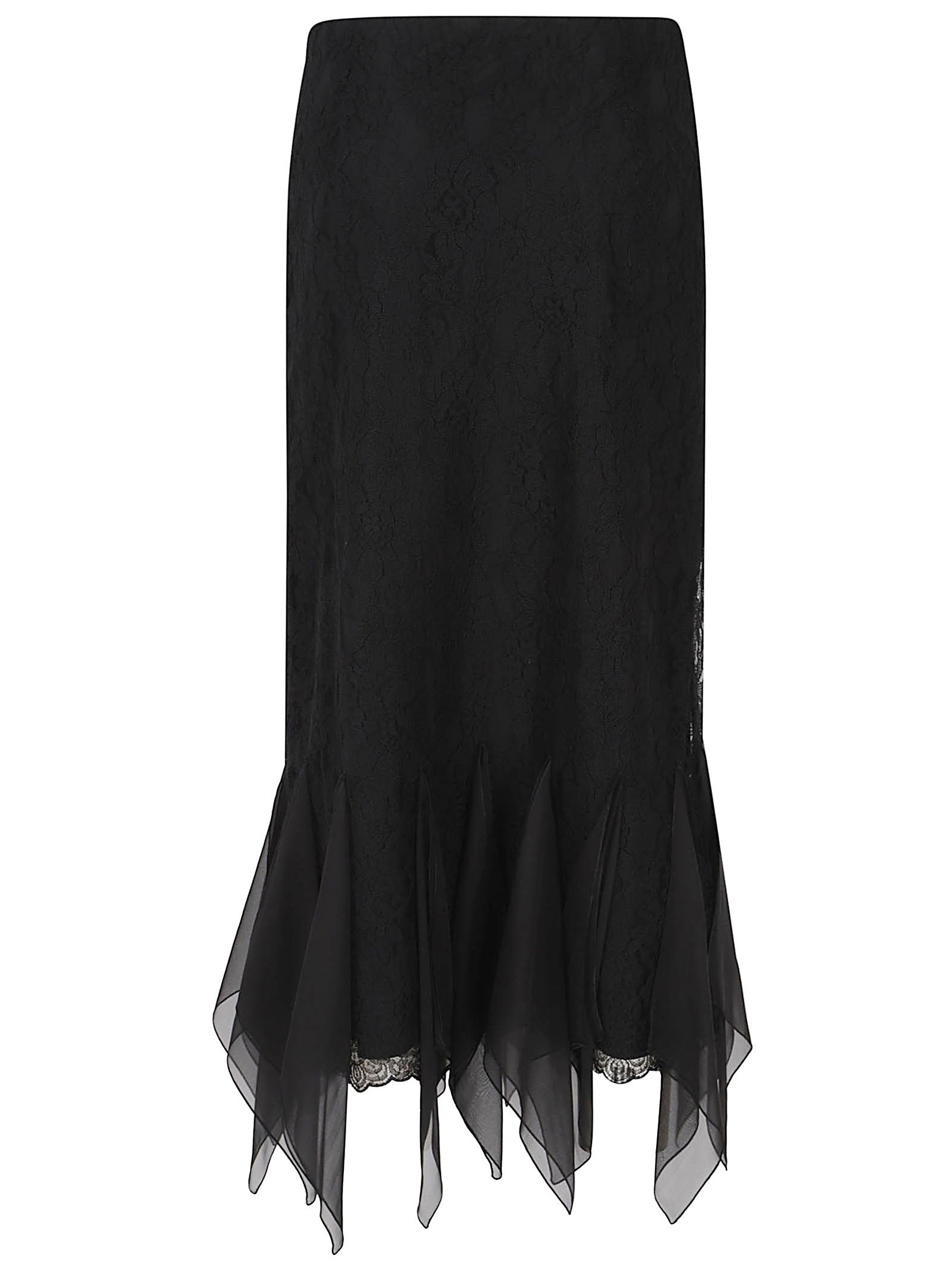 Fitted Midi Skirt With Delicate Lace Overlay