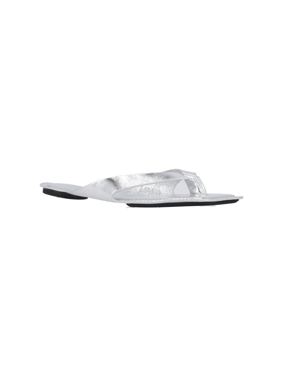 Silver Metallic Thong Contoured Sole Sandals