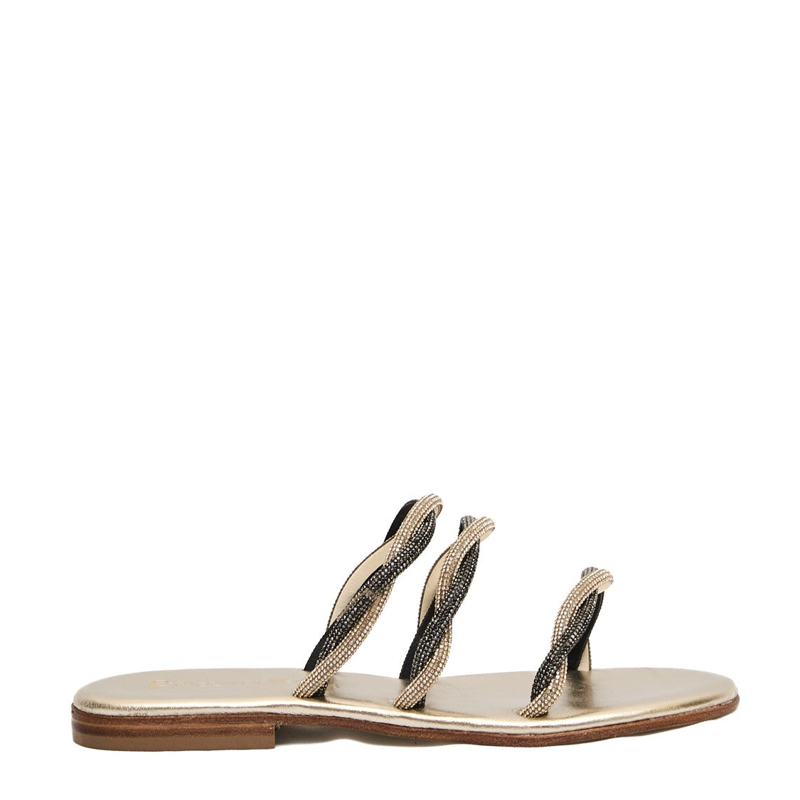 Gold And Black Rhinestone Slipper