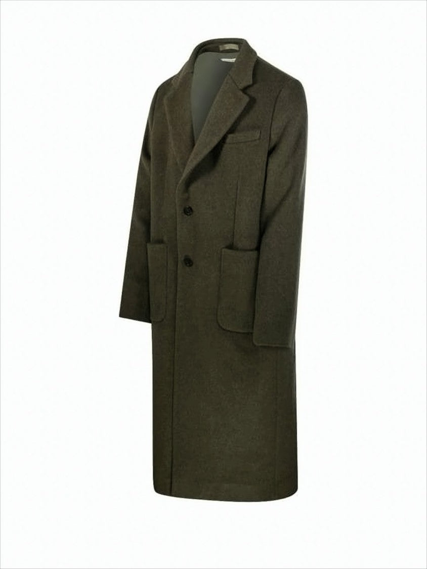 Textured Wool Blend Coat with Structured Lapel