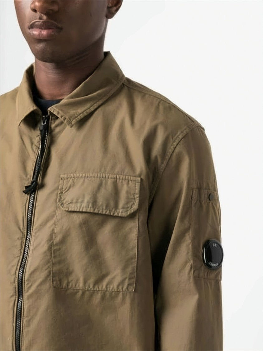 Structured Brown Casual Jacket With Iconic Lens Detail