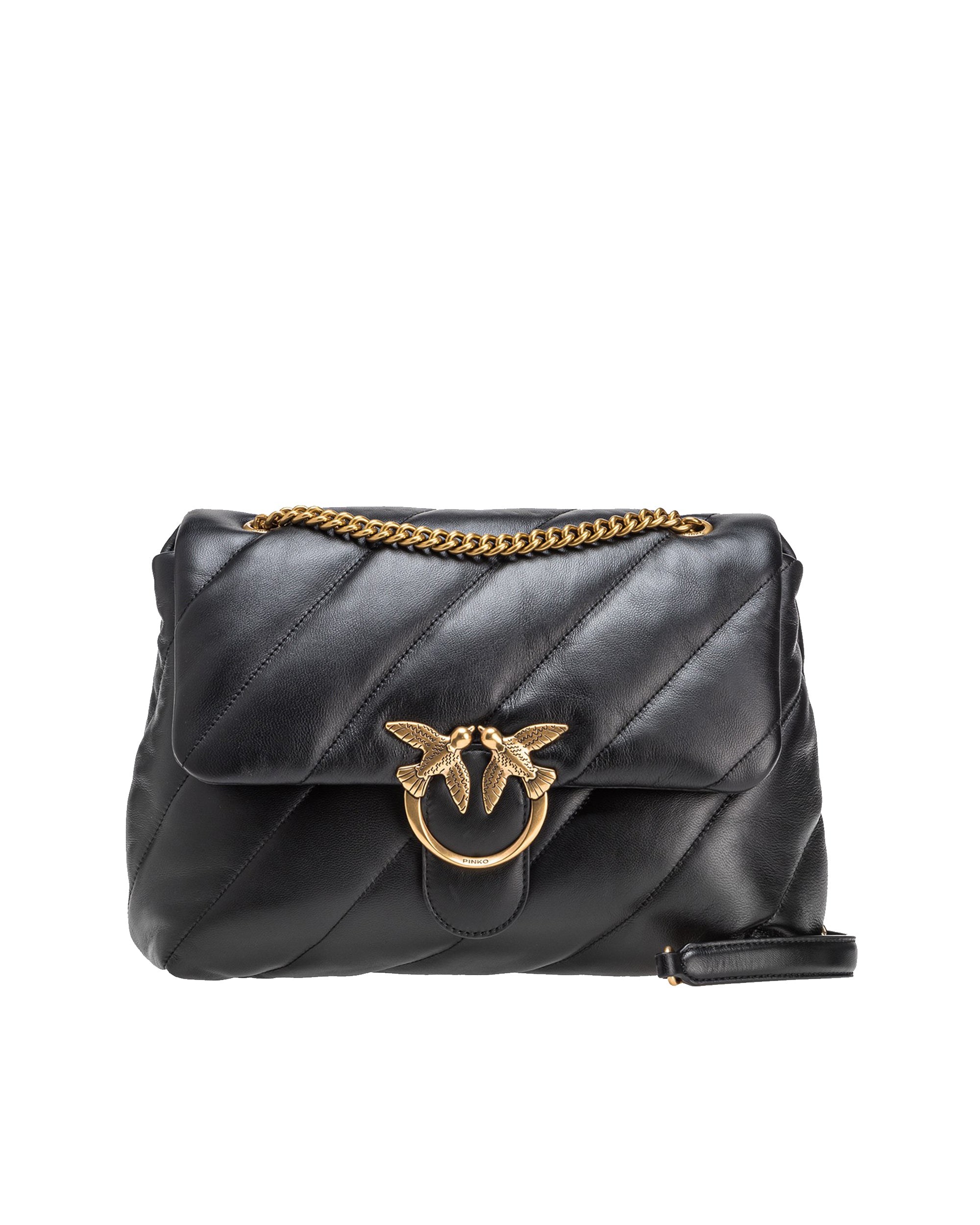 Black/Antique Gold Love Bag Puff Large Shoulder Bag
