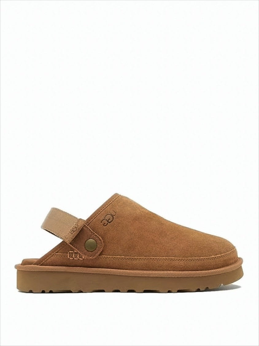 Suede Slip-On Mules With Adjustable Back Strap