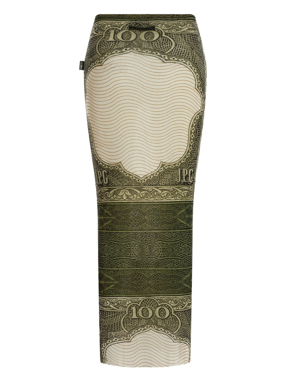 Pencil Midi Skirt With Vintage Banknote Print