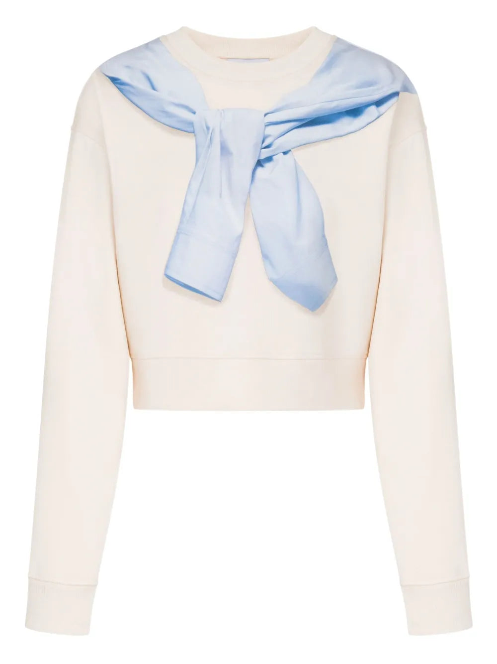 Cropped Light Beige Sweatshirt with Unique Tied Design