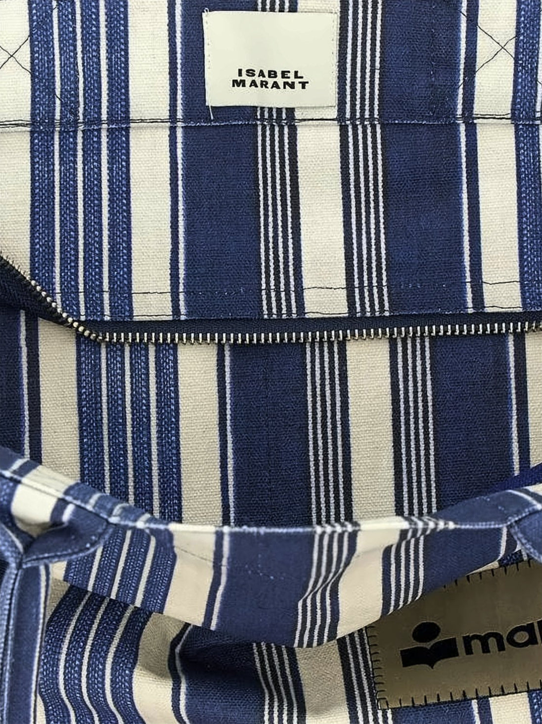 Medium Cotton Shoulder Bag with Vertical Stripes