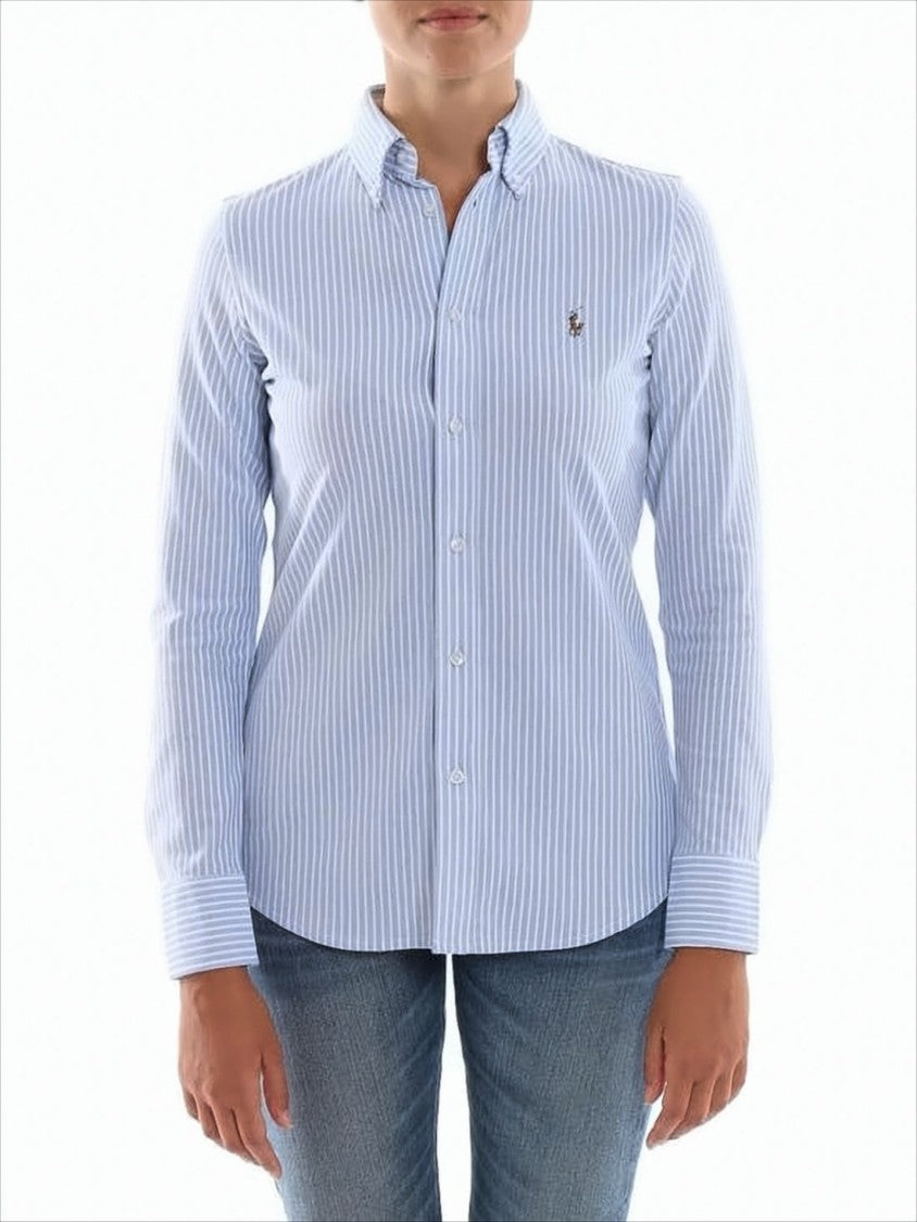 Tailored Stripe Button-Up Shirt with Pointed Collar