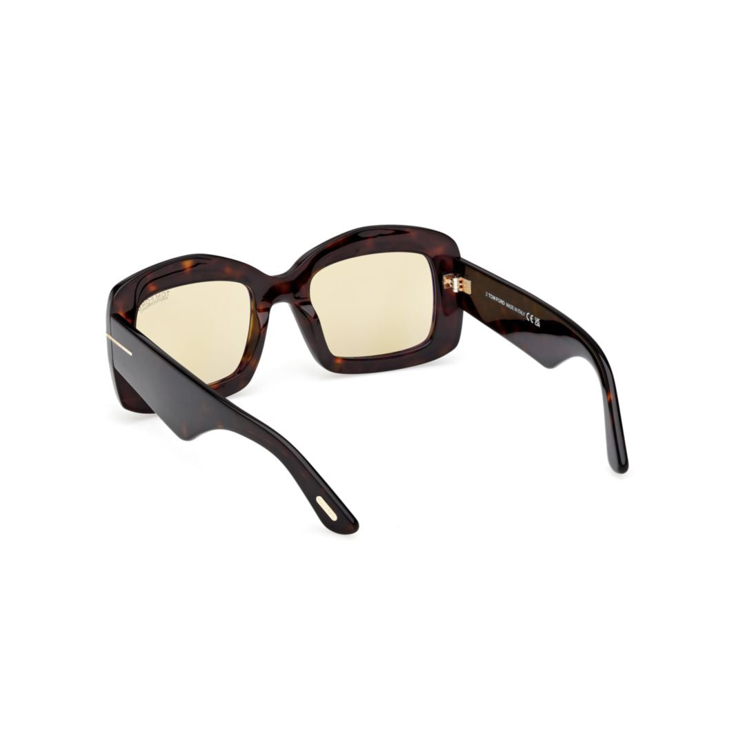 Ft1218 Oversized Square Sunglasses with Glossy Black Acetate Frame