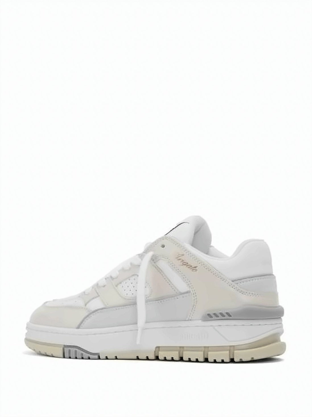 Layered White Leather and Recycled Polyester Sneakers
