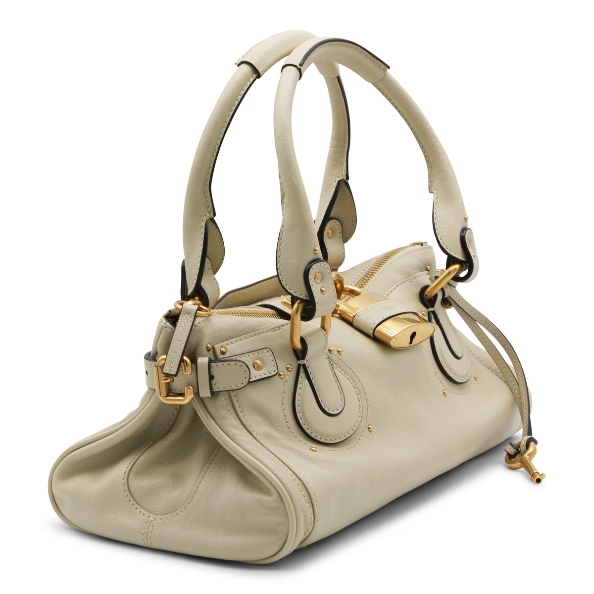 Light Beige Leather Paddington Top Handle Bag