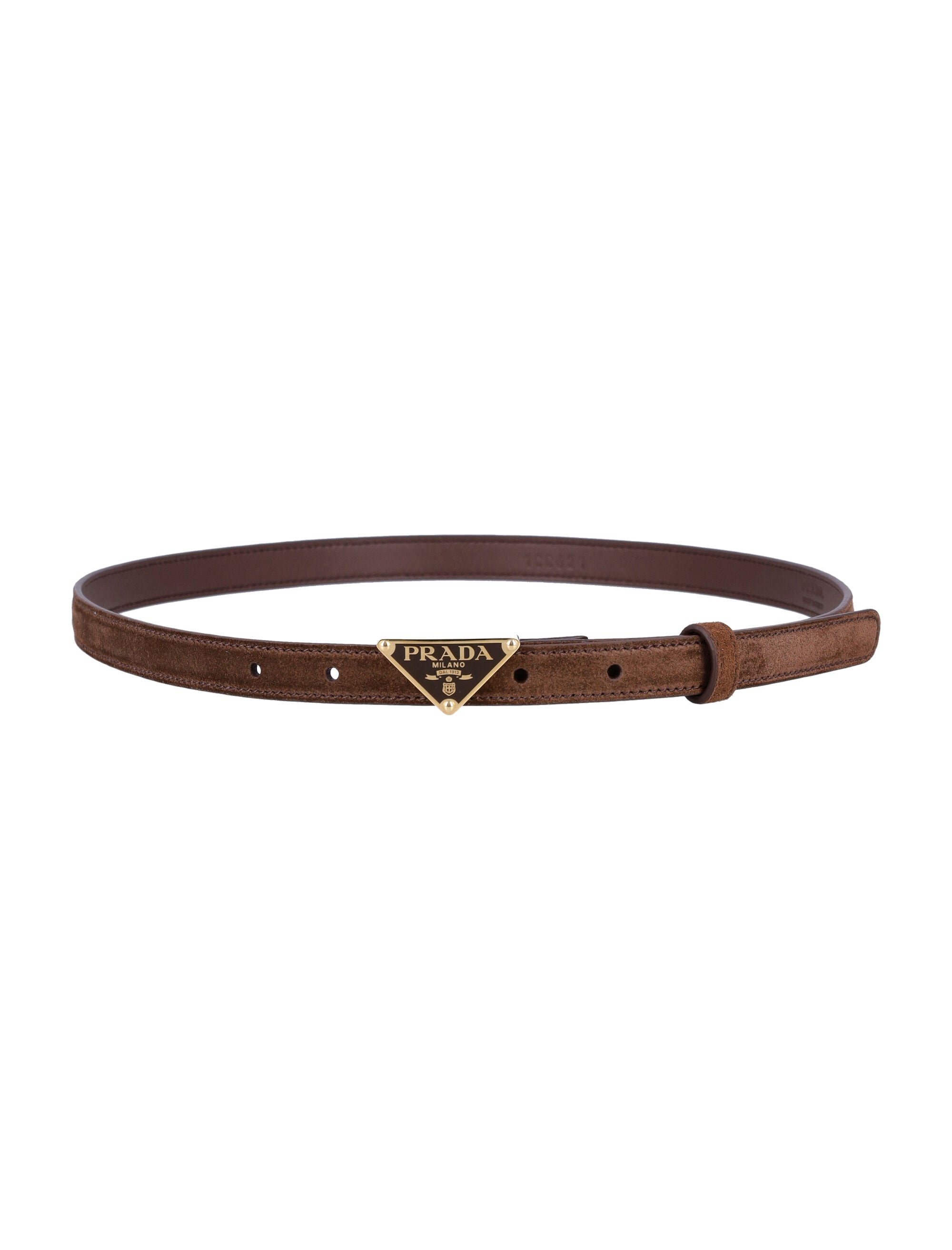 Suede Belt With Triangle Logo Buckle