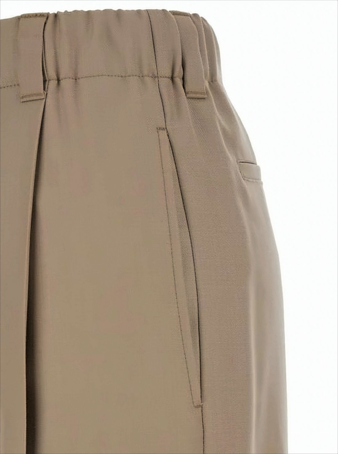 Tailored Wool Gabardine Trousers with Mid-Rise Waist