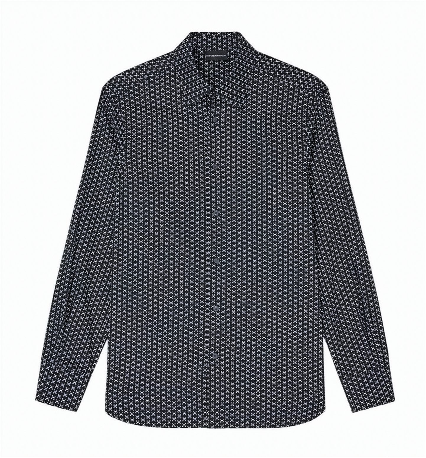 Tailored Blue Shirt With All-Over Print