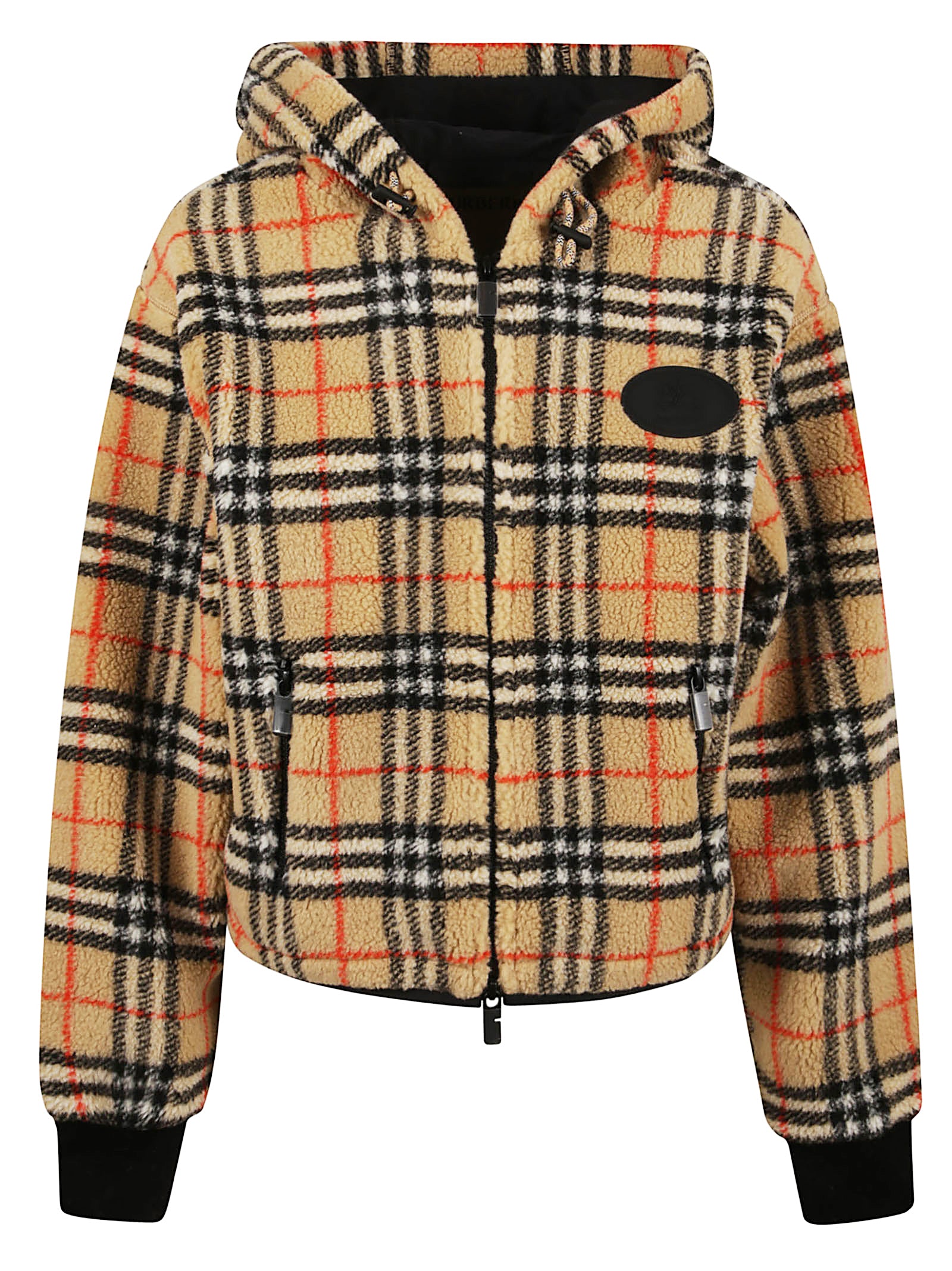 Cropped Checkered Jacket with Adjustable Hood