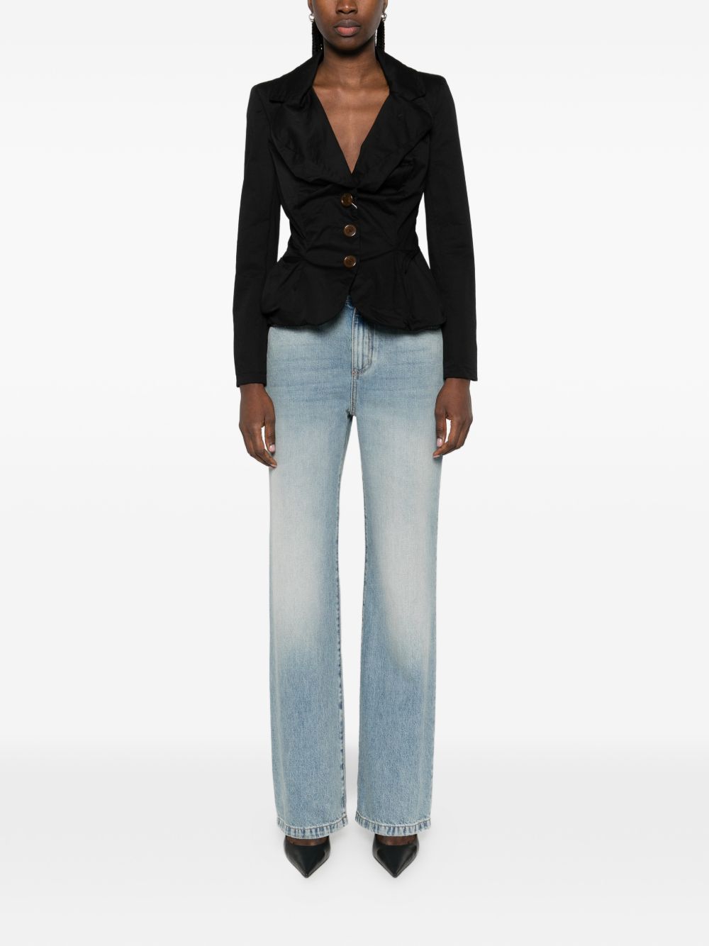 Straight Leg Washed Denim Jeans