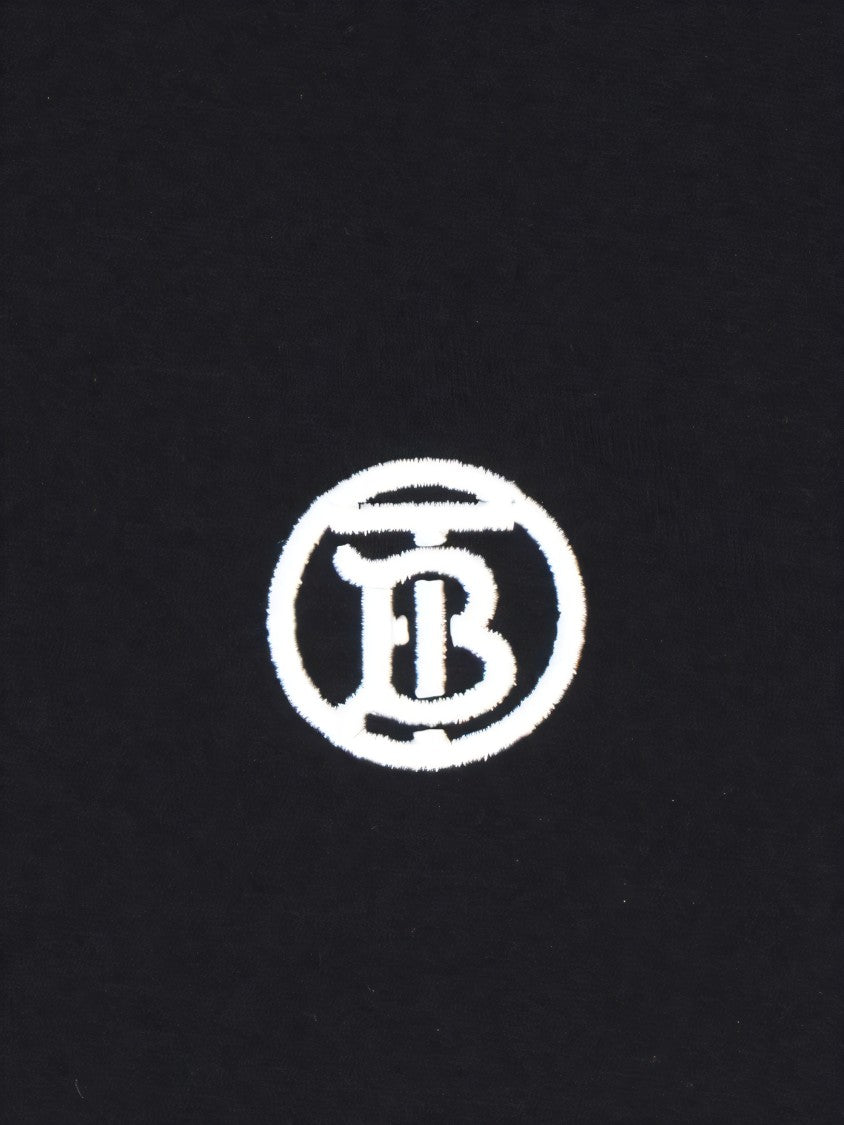 Black Cotton T-Shirt With Embroidered Logo