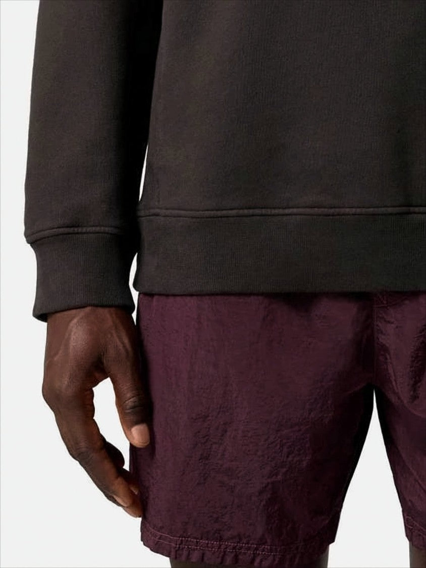 Long-Sleeve Black Sweatshirt with Design and Patch Logo
